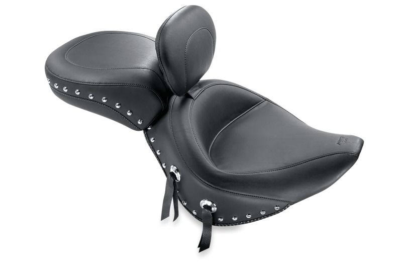 Recessed Rear Seat Chrome Studded Wide Solo Seat - Standard Rr Seat-Softail 84-99 - Click Image to Close