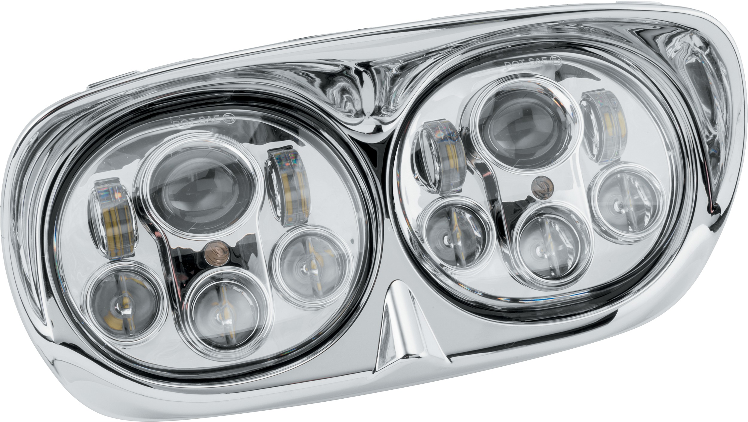 Chrome LED Headlight - Dual 5.75in - Fits 98-13 Harley Davidson Road Glide Models - Click Image to Close