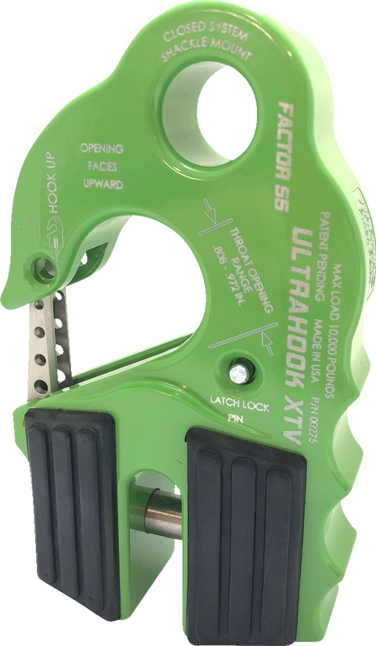 UltraHook XTV Winch Line Shackle Mount - Green - Click Image to Close