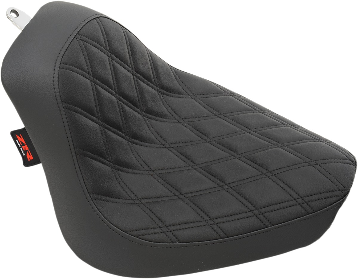 Double Diamond Vinyl Solo Seat Black Low - For Yamaha 650 V-Star Cla/Sil - Click Image to Close