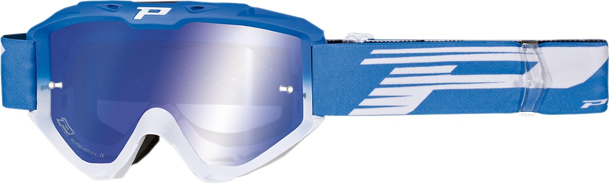 3450 Light Blue / White Riot OTG Goggles - Dual Mirrored Lens - Click Image to Close