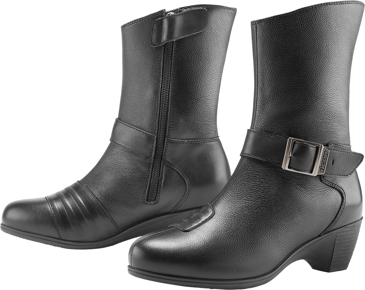 ICON Women's Tuscadero Boots Black US Size 6 - Protective riding boots for women - Click Image to Close