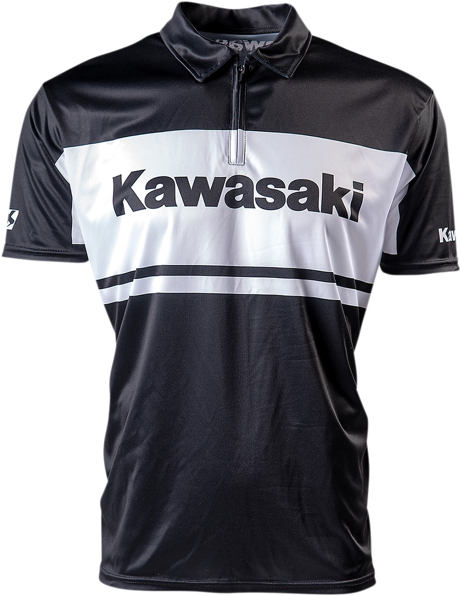 Men's Kawasaki Team Pit Shirt - Kaw Team Pit Shirt Blkwht 2Xl - Click Image to Close