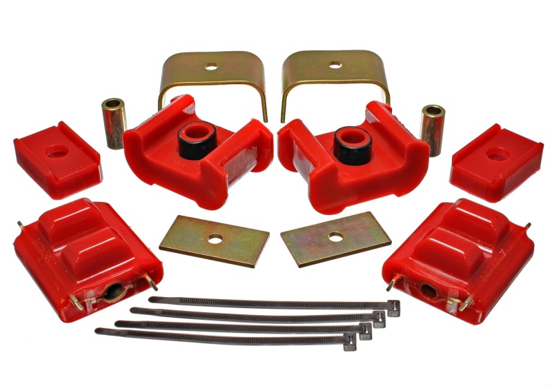 73-84 K5 Blazer 4WD Fullsize Red Complete Motor&Trans Mount Set Zinc Finish - Click Image to Close