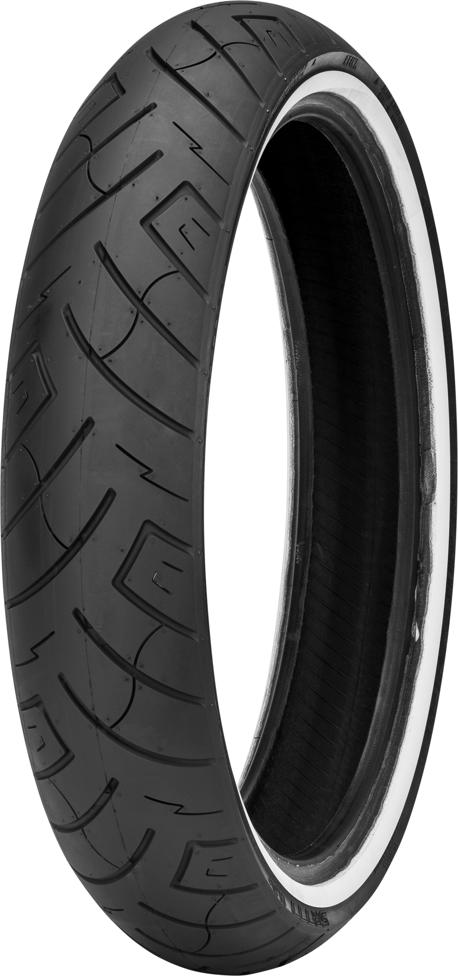 130/60-23 F777 75H Reinforced White Wall Front Tire - Click Image to Close