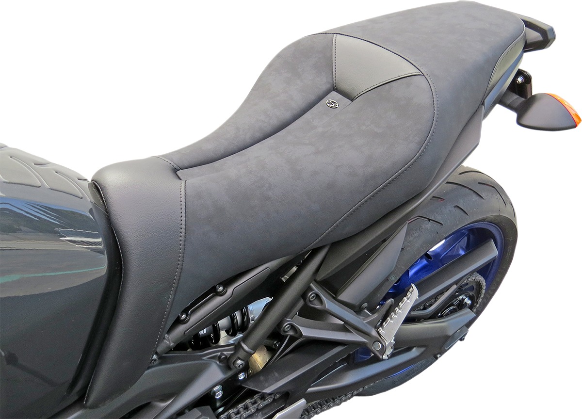 Sport Plain Saddlesuede 2-Up Seat Black Gel - For Yamaha FZ-09 MT-09 - Click Image to Close