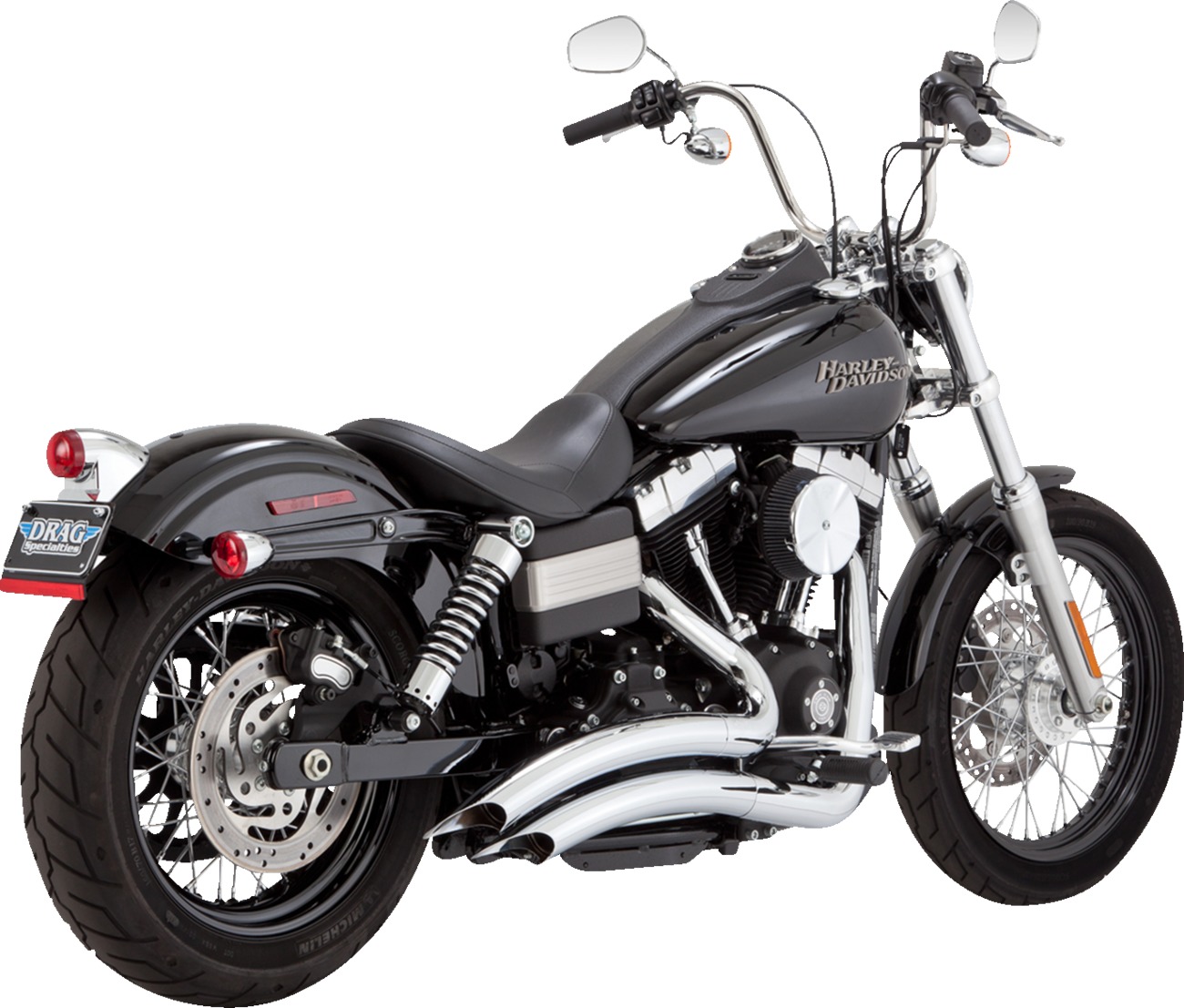 Vance & Hines HD Dyna 06-17 Big Radius 2-2 Chrome PCX Full System Exhaust - Click Image to Close