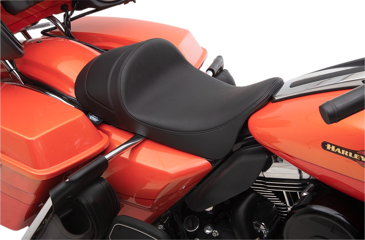 Smooth Vinyl EZ-On Solo Seat Low & Forward - For 08-20 Harley FLH FLT - Click Image to Close