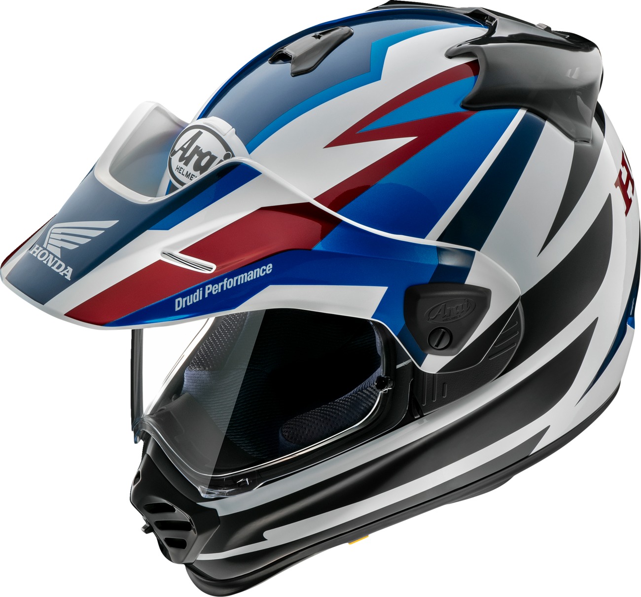 Arai XD-5 Africa Twin Helmet XL Blue/White/Red - Dual sport helmet with peak and visor - Click Image to Close