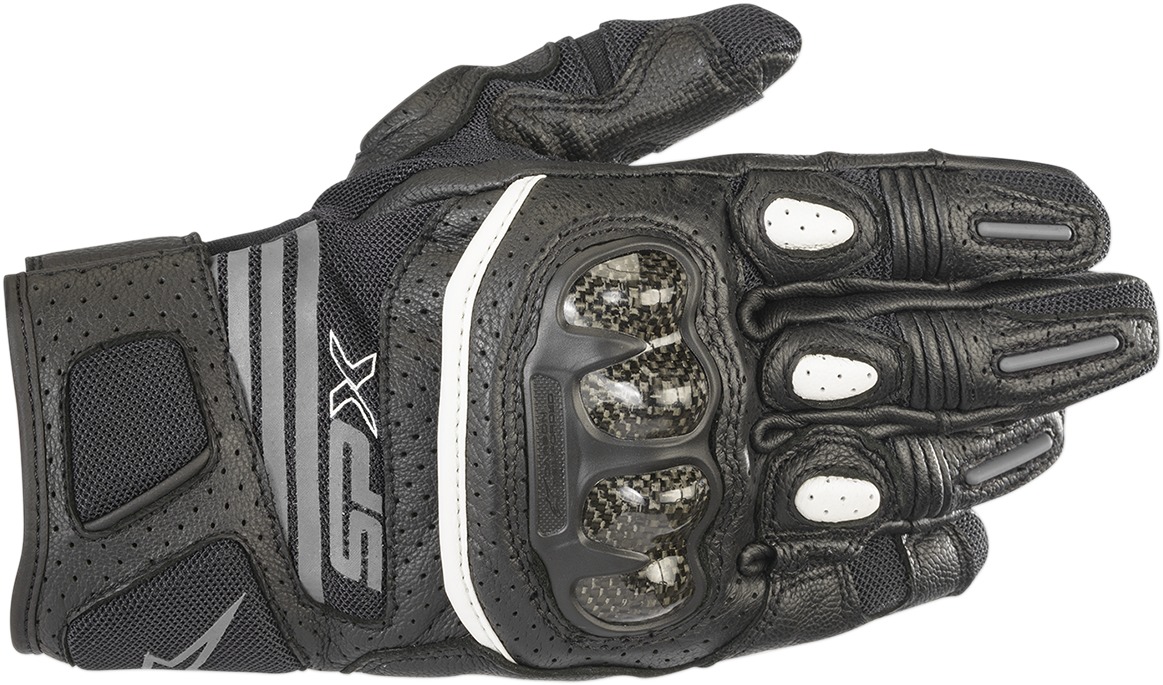 Women's SPX Air Carbon V2 Motorcycle Gloves Black/White X-Large - Click Image to Close