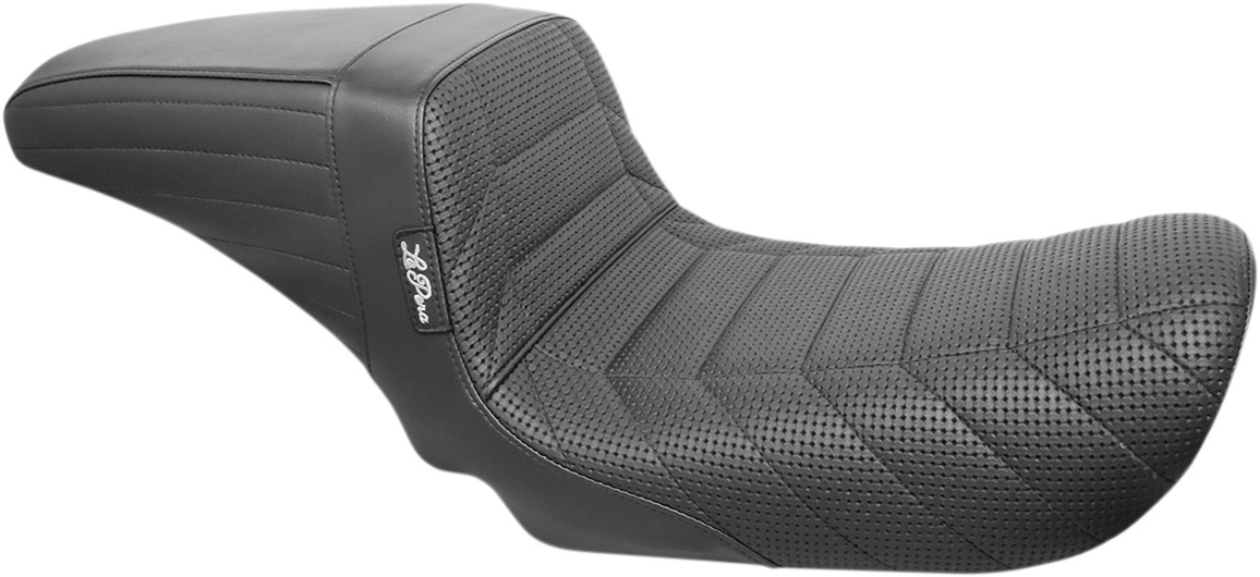 Kickflip Flat Track Vinyl 2-Up Seat - Black - For 06-17 Harley Dyna - Click Image to Close