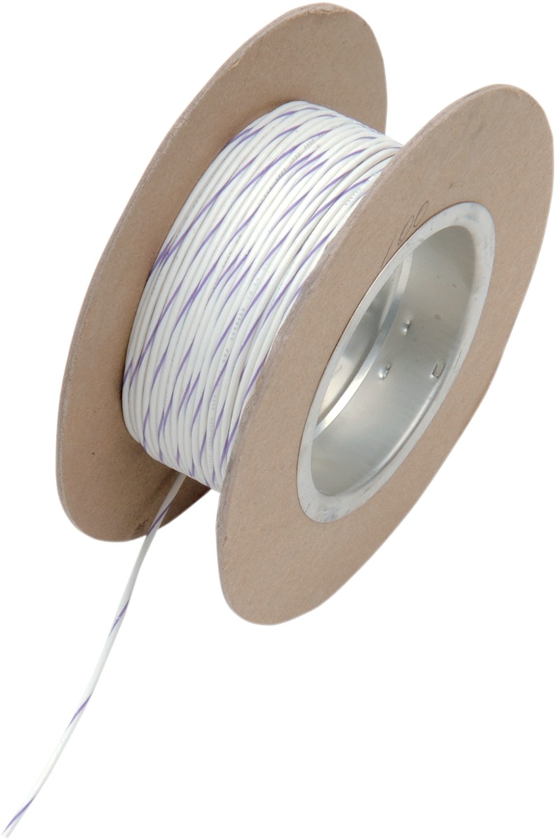 White / Violet 18 Gauge OEM Color Match Primary Wire - 100' Spool - Click Image to Close