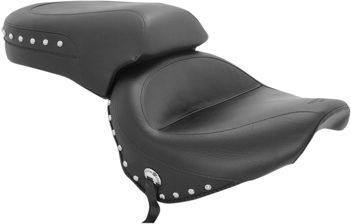 1PC Touring Concho Studded Vinyl 2-Up Seat - Black - For 98-13 Yamaha XVS650 V-Star - Click Image to Close