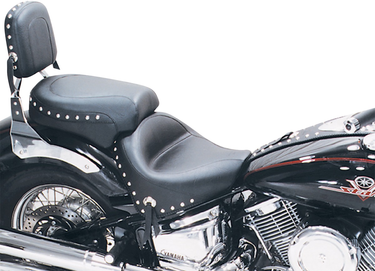 2PC Touring Concho Studded Vinyl 2-Up Seat - Black - For 00-09 Yamaha XVS1100 V-Star - Click Image to Close