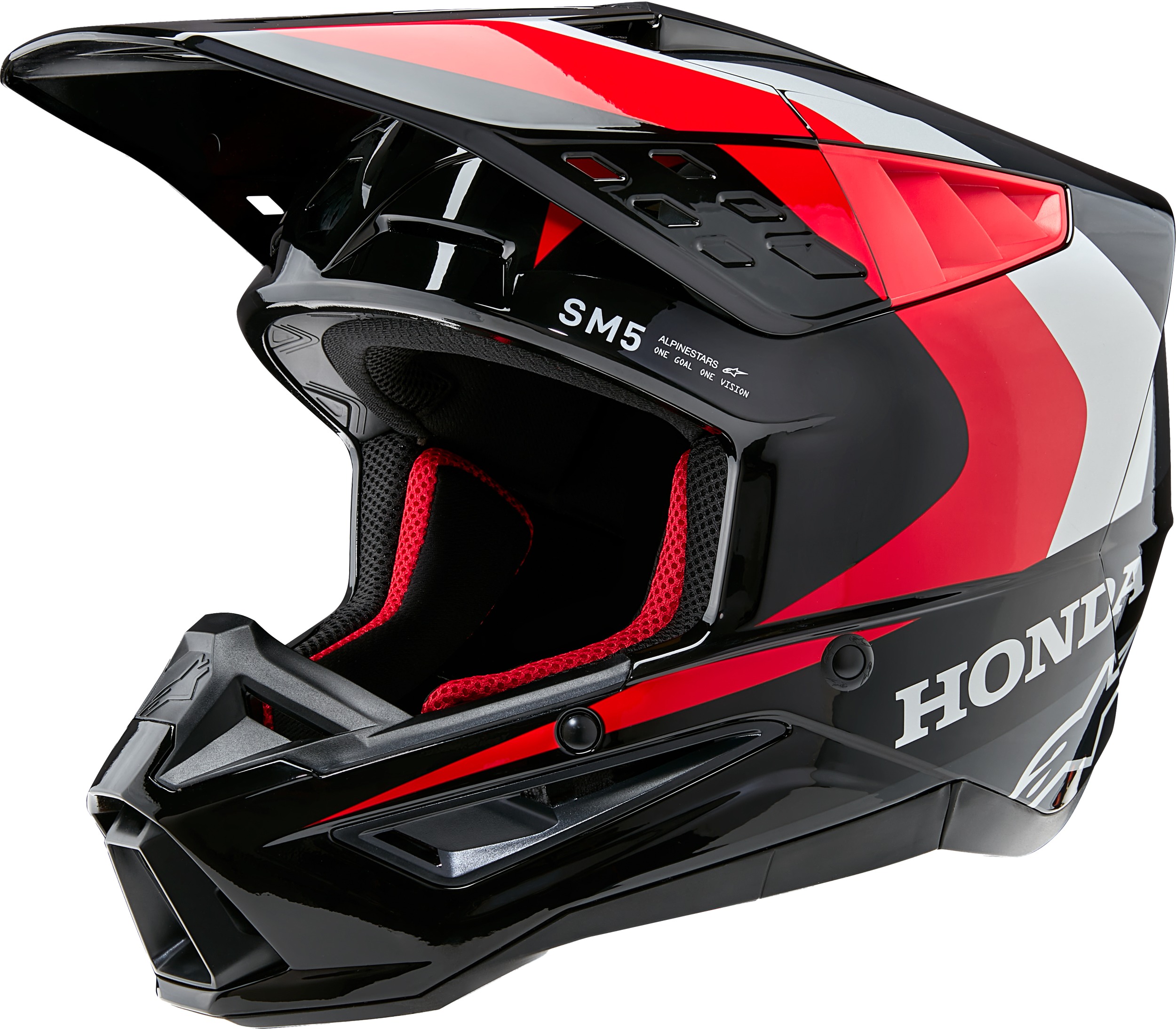 Alpinestars Honda S-M5 Helmet Black/Red Glossy For Small - Small Honda S-M5 Helmet Black/Red Glossy - Click Image to Close