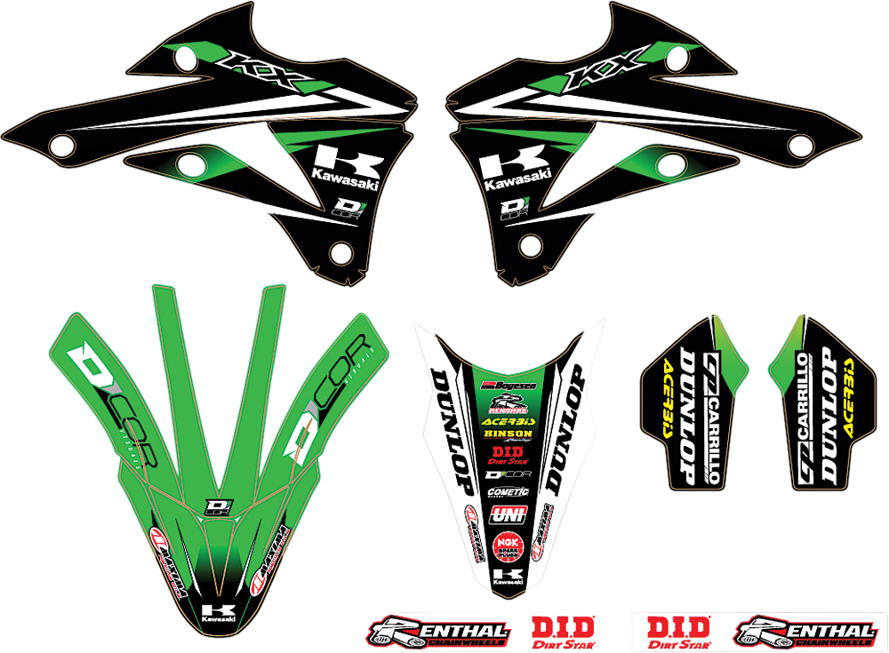 2018/2019 Monster Energy Kawasaki Graphic/Trim Kit - For 14-19 KX - Click Image to Close