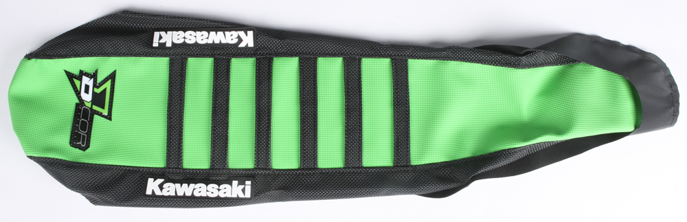 Gripper Seat Cover Black/Green w/Ribs - For 16-18 Kawasaki KX450F - Click Image to Close