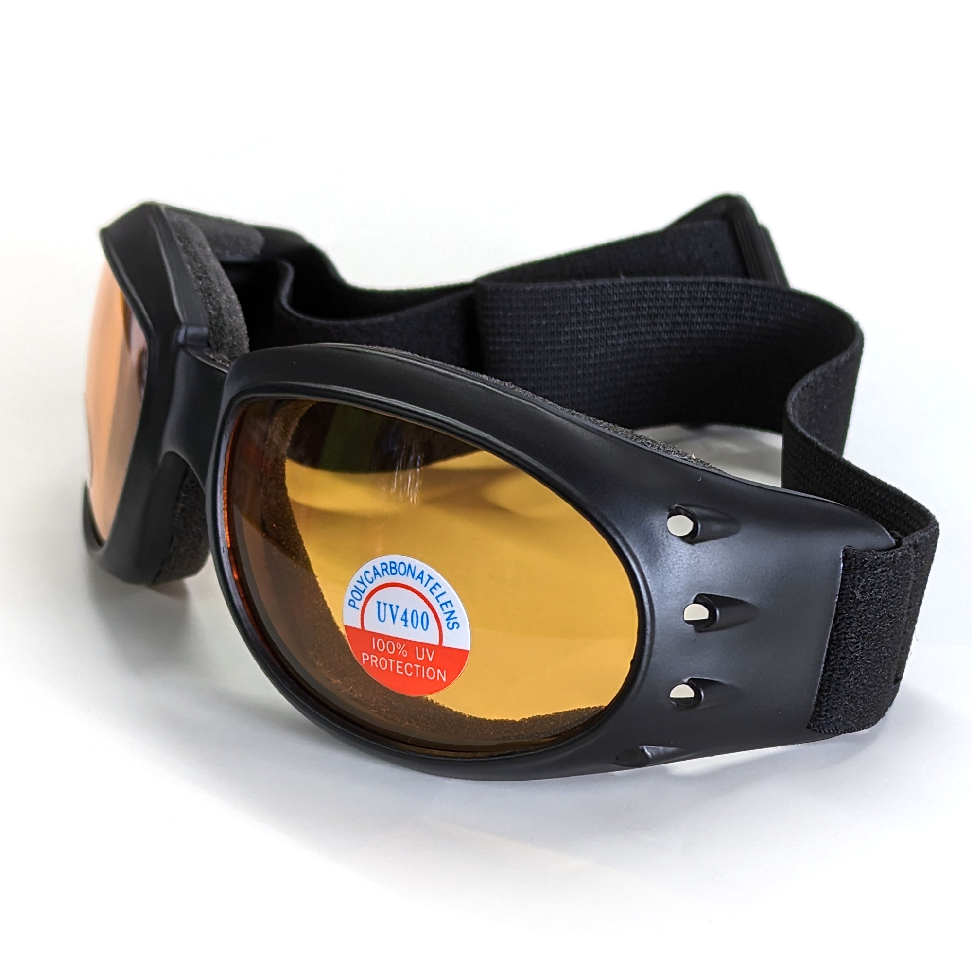 A10 Riding Goggles, Amber Lens w/ Foam Padded & Vented Frame - Click Image to Close