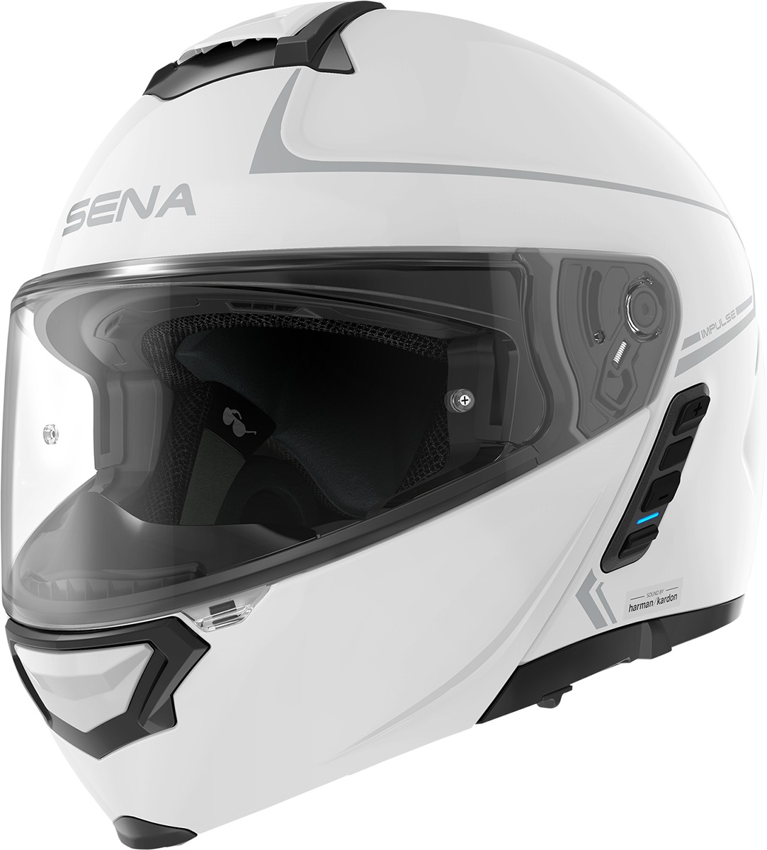 Impulse Motorcycle Smart Helmet with Mesh Intercom - Impulse Hlmt W/Bt Wht Md - Click Image to Close