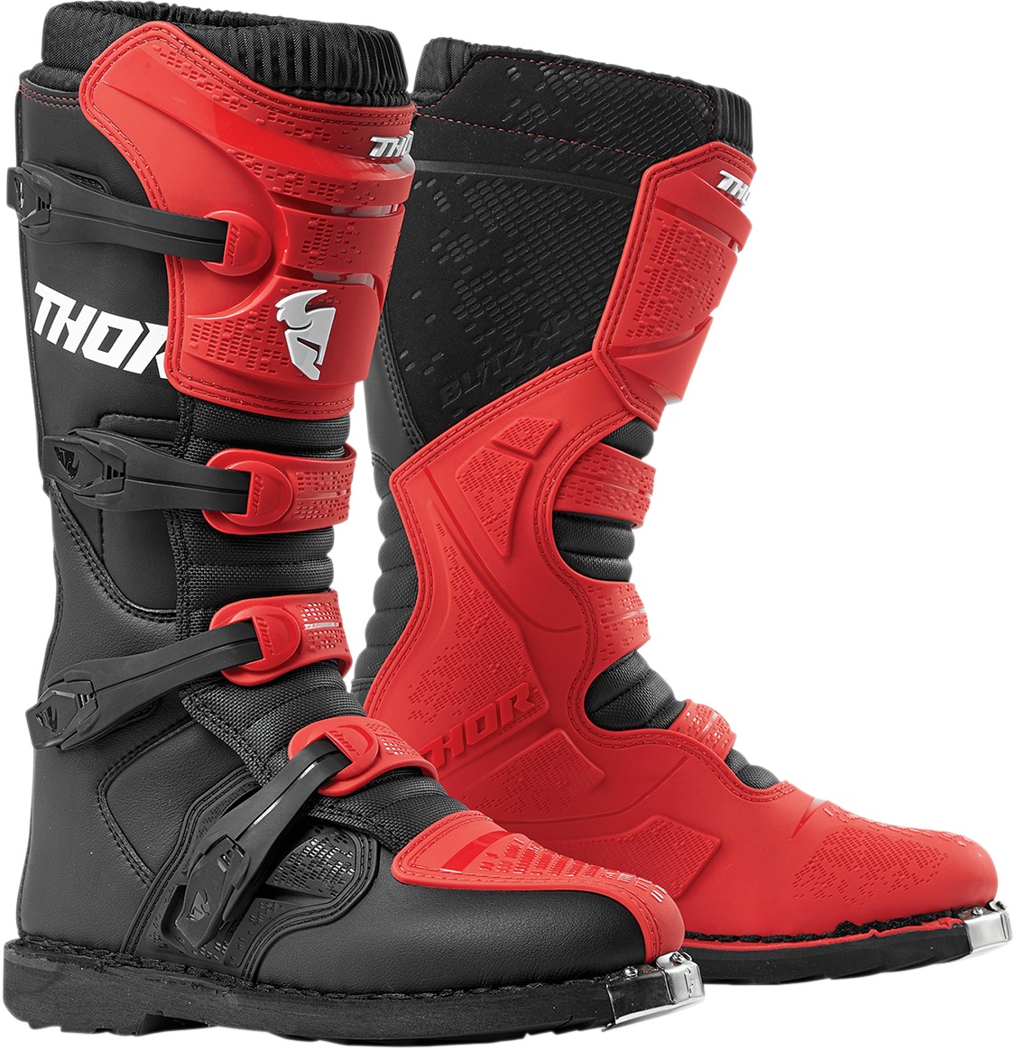 Blitz XP Dirt Bike Boots - Black & Red MX Sole Men's US Size 9 - Click Image to Close