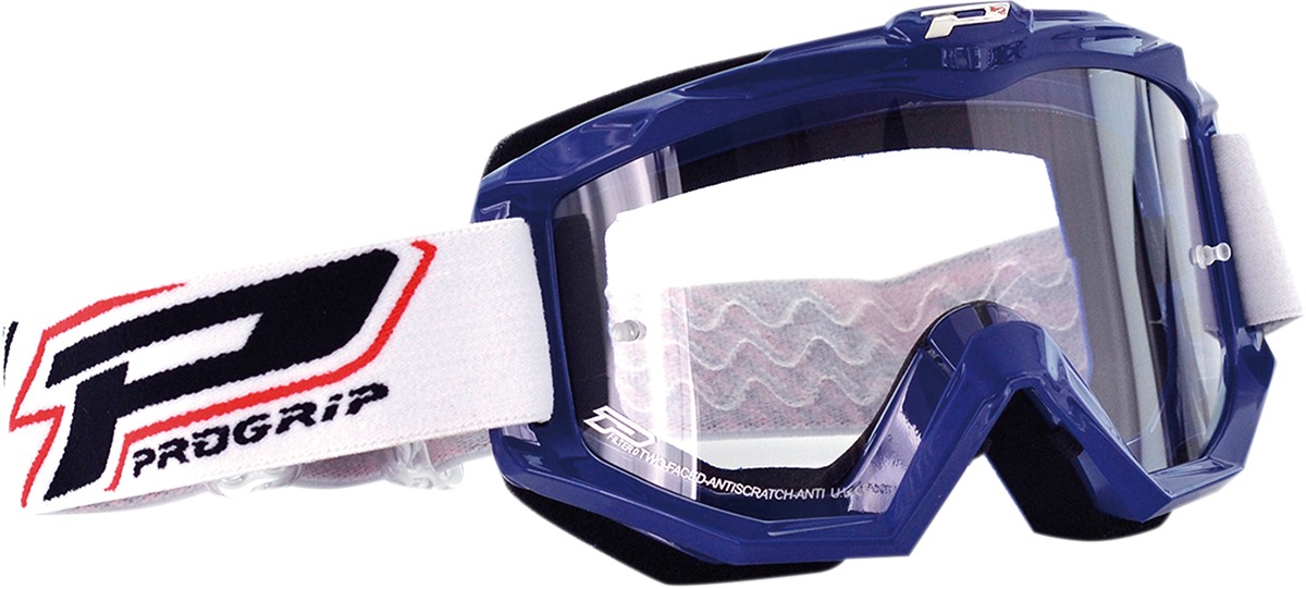 3201 Black / White / Blue Raceline Goggles - Clear Lens - Click Image to Close