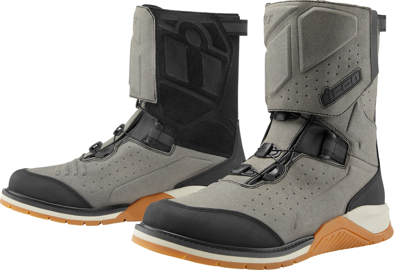 ICON Alcan Waterproof Boots Gray US 9 - Durable waterproof riding boots - Click Image to Close