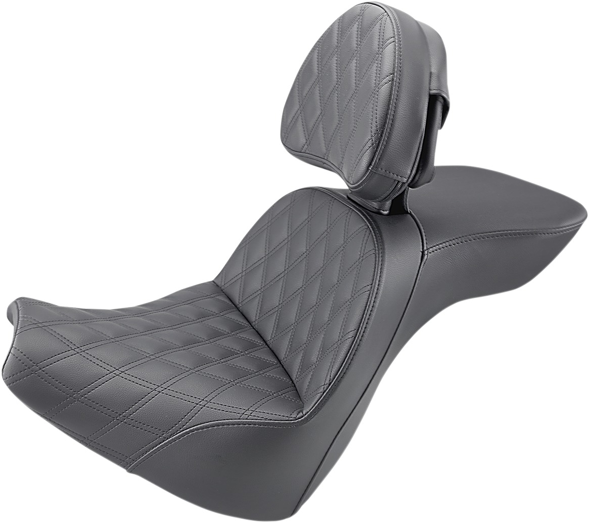 Explorer Touring Lattice 2-Up Seat Black w/Backrest - For 18-20 FXBR/S - Click Image to Close