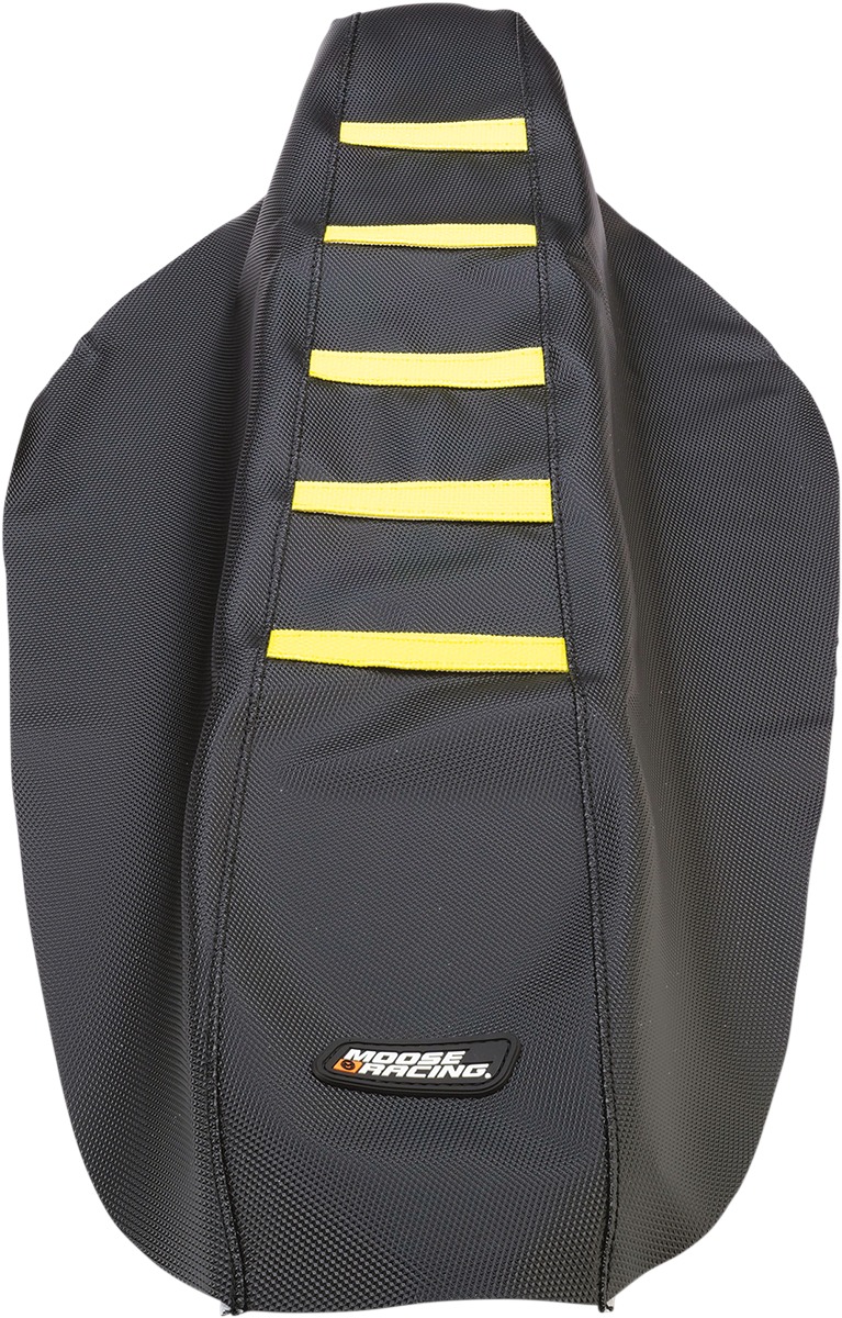 Black/Yellow Ribbed Seat Cover - For 08-17 Suzuki RMZ450 - Click Image to Close