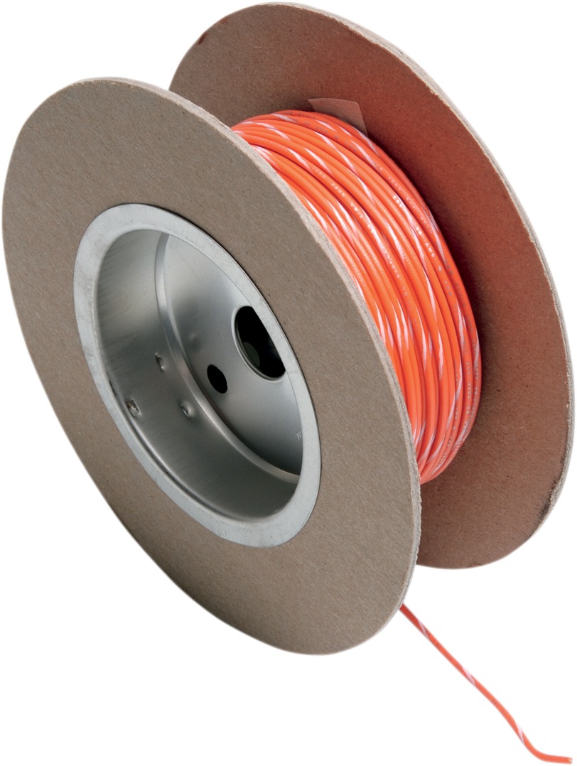 Orange / White 18 Gauge OEM Color Match Primary Wire - 100' Spool - Click Image to Close