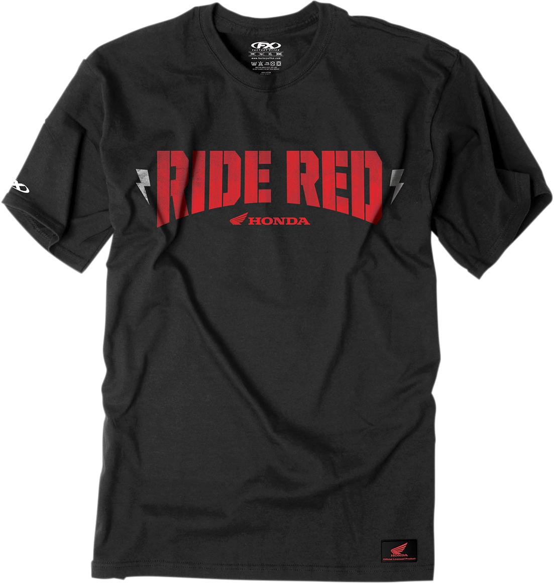 Men's Honda Ride Red Bolt Tee - Honda Ridered Bolt Tee Blk 2Xl - Click Image to Close