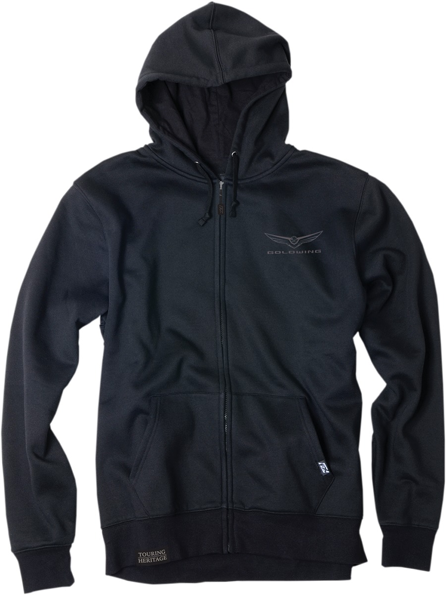 Men's Gold Wing Burst Zip Hoody - Gw Burst Zip Hoody Blk Lg - Click Image to Close