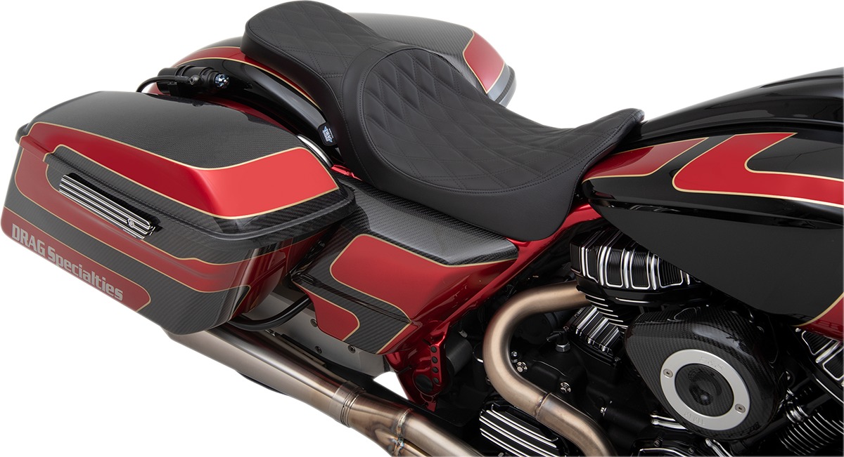 Predator Double Diamond SR Leather 2-Up Seat - For 08-20 Harley FLH FLT - Click Image to Close