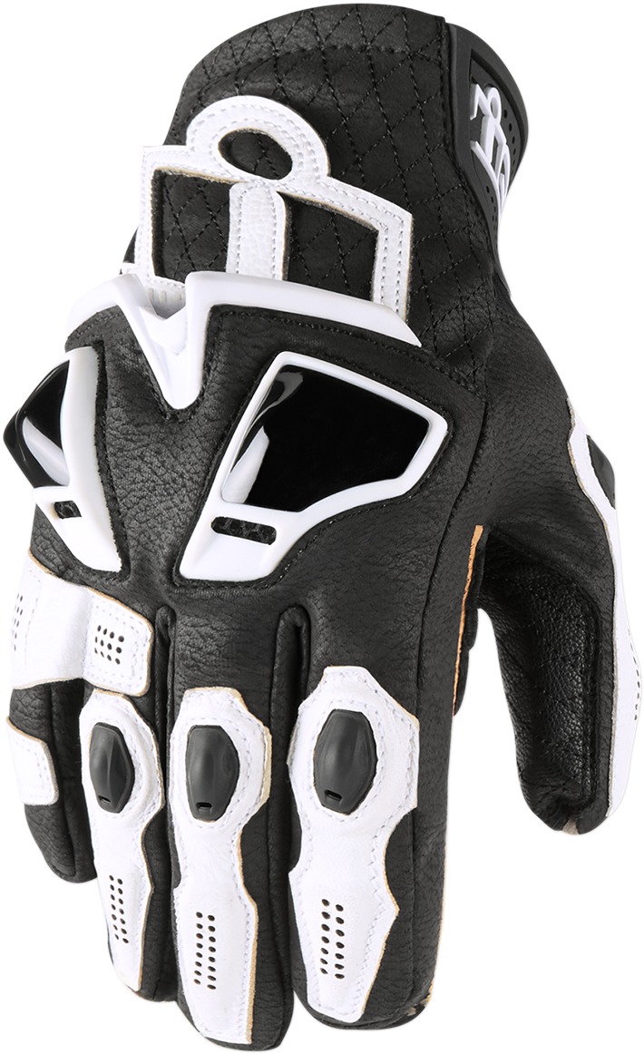 Hypersport Leather Cold Weather Short Cuff Gloves - White Men's Small - Click Image to Close