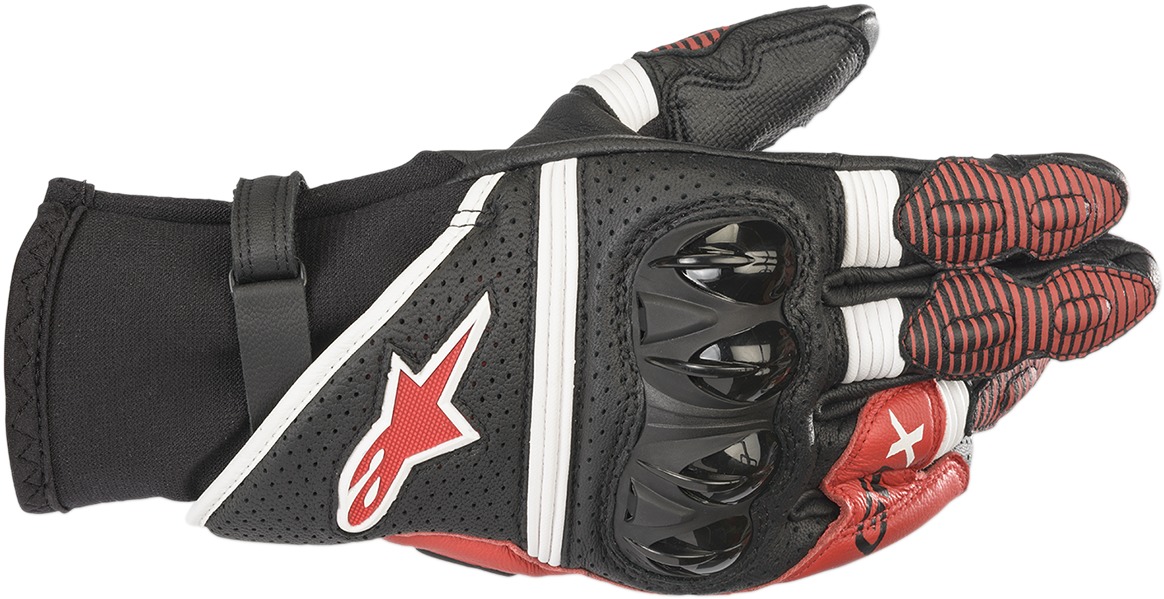 GPX V2 Motorcycle Gloves Black/White/Red 3X-Large - Click Image to Close