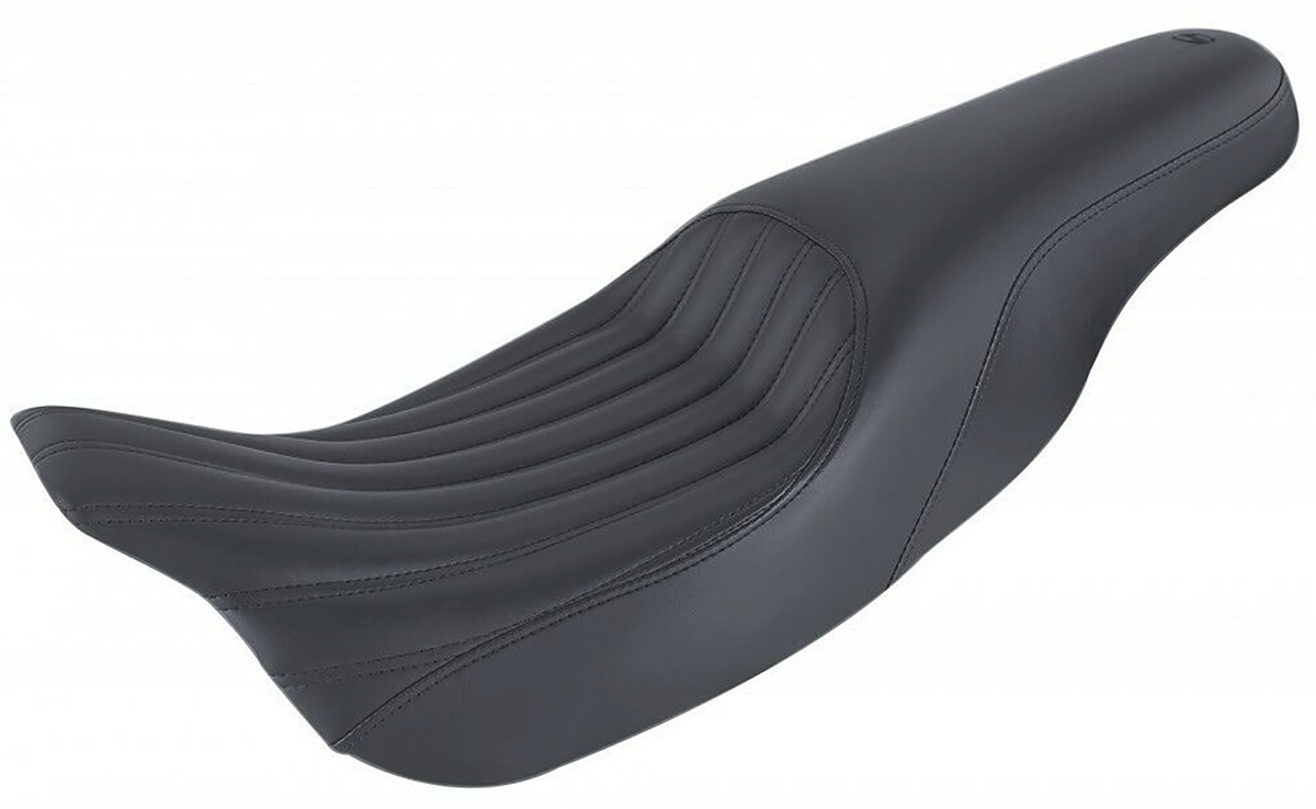 Knuckle Ribbed 2-Up Seat Black Gel - For Harley FLH FLT - Click Image to Close