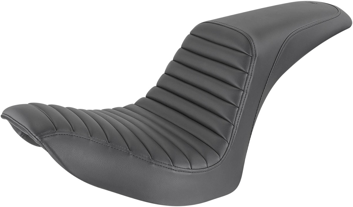 Profiler Tuck and Roll Leather 2-Up Seat Black Gel Low - For FLSTN FLSTC - Click Image to Close