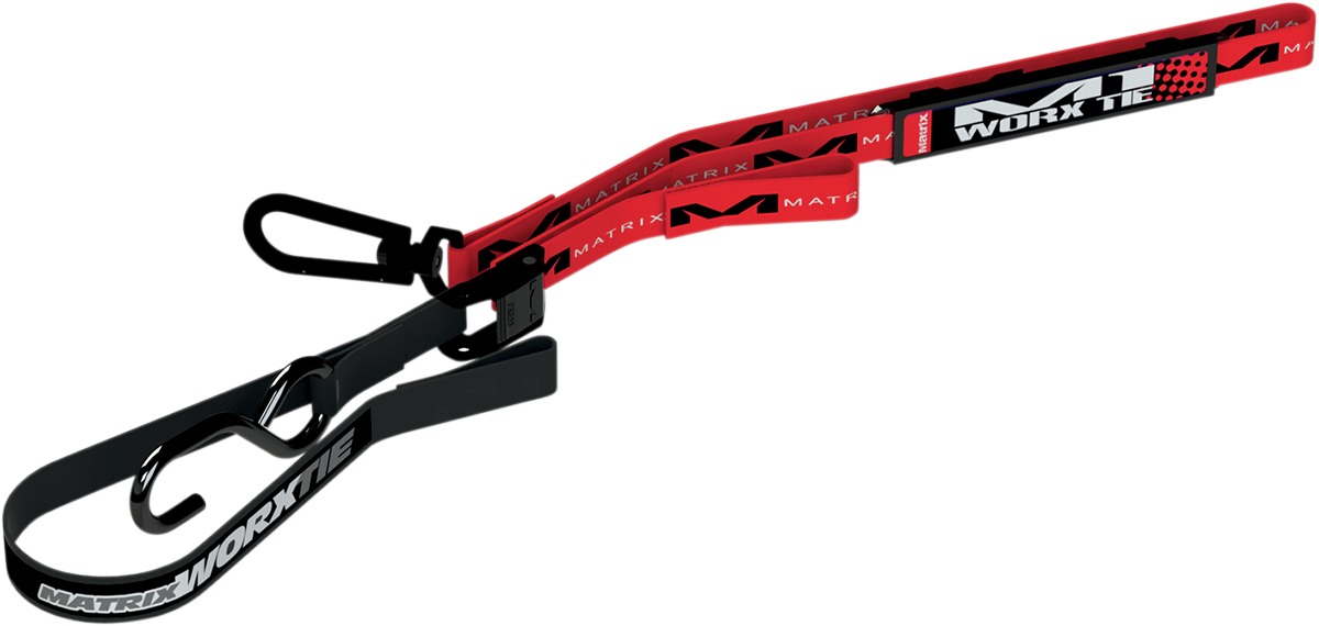 Red M1 Worx 1" Tiedowns - Pair, 69"L w/ Soft Hoop & Swivel Carabiner - Click Image to Close