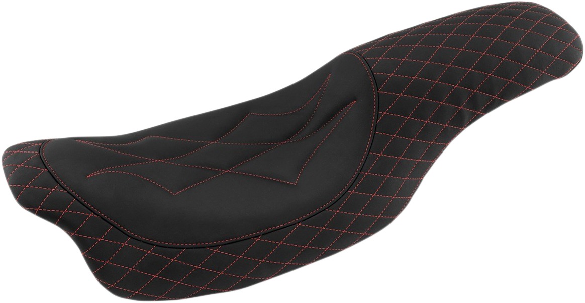 Revere Journey Diamond 2-Up Seat Black/Red Low - For 08-20 Harley FLH FLTR - Click Image to Close