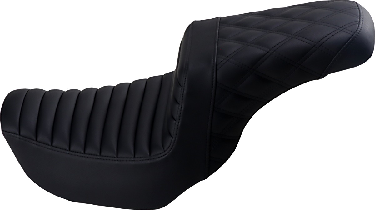 Step-Up Tuck and Roll 2-Up Seat - Black - For 06-17 Harley Dyna - Click Image to Close