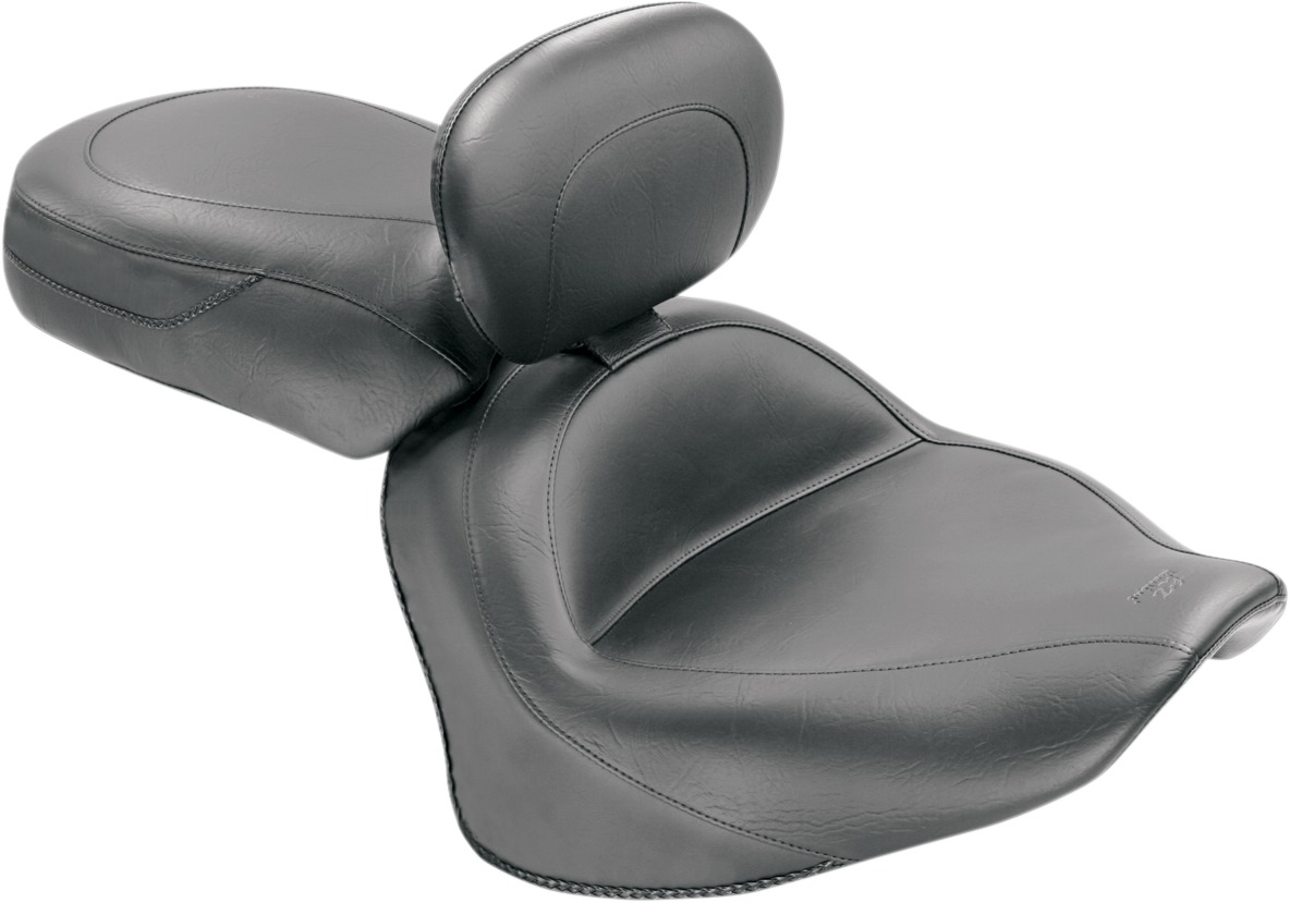 Touring Smooth Vinyl 2-Up Seat Black w/Backrest - For Yamaha XVS1300 V-Star - Click Image to Close