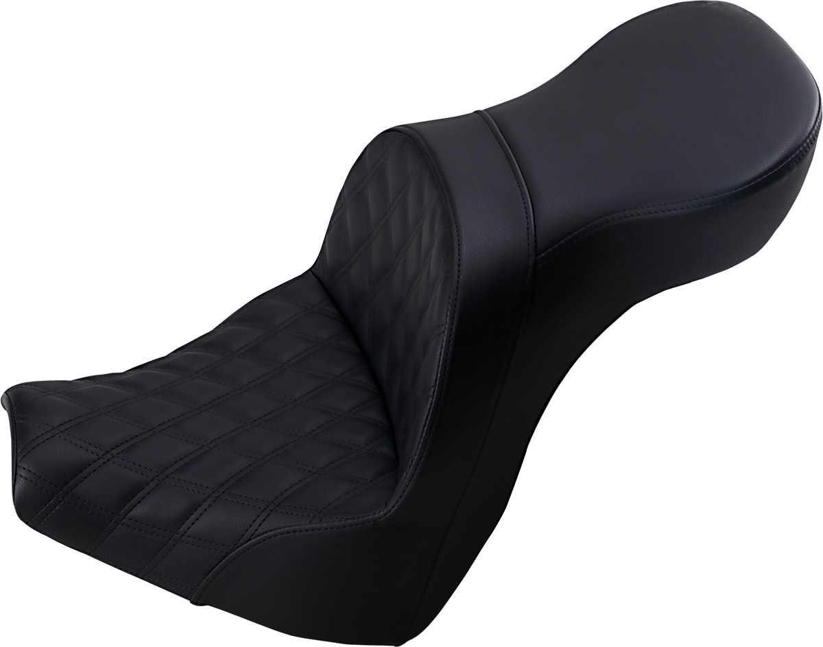 Explorer Touring Lattice Stitched 2-Up Seat - Black - For 18-20 Harley FXBR/S - Click Image to Close