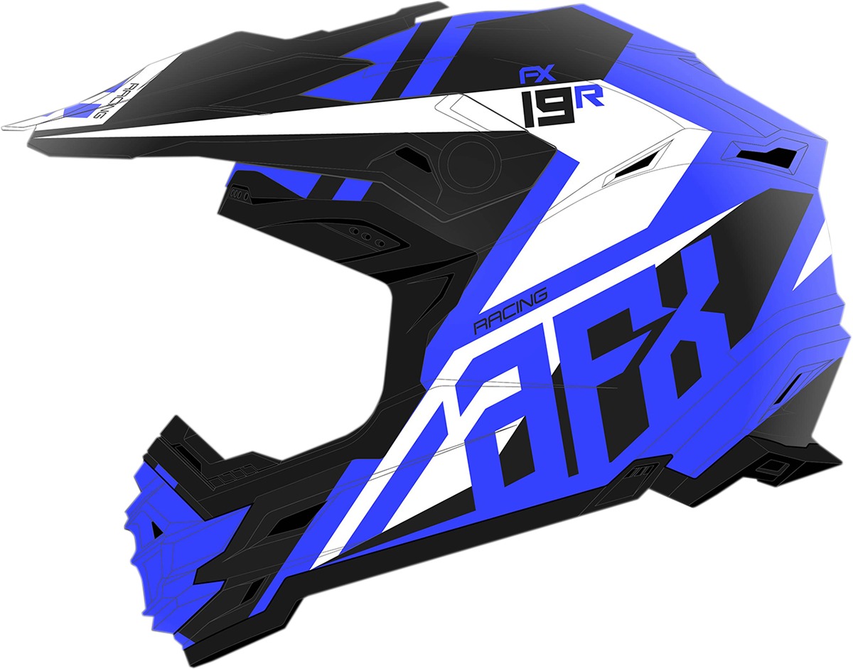 FX-19R Racing Full Face Offroad Helmet Matte Blue/White Large - Click Image to Close