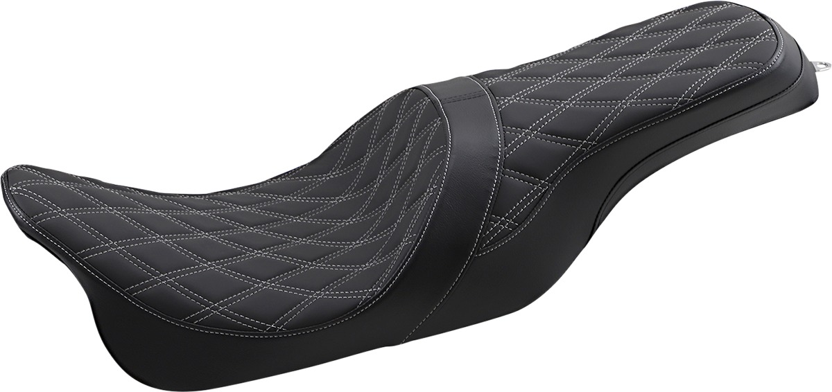 Predator Double Diamond 2-Up Seat Black/Silver Forward - Harley FLH FLT - Click Image to Close