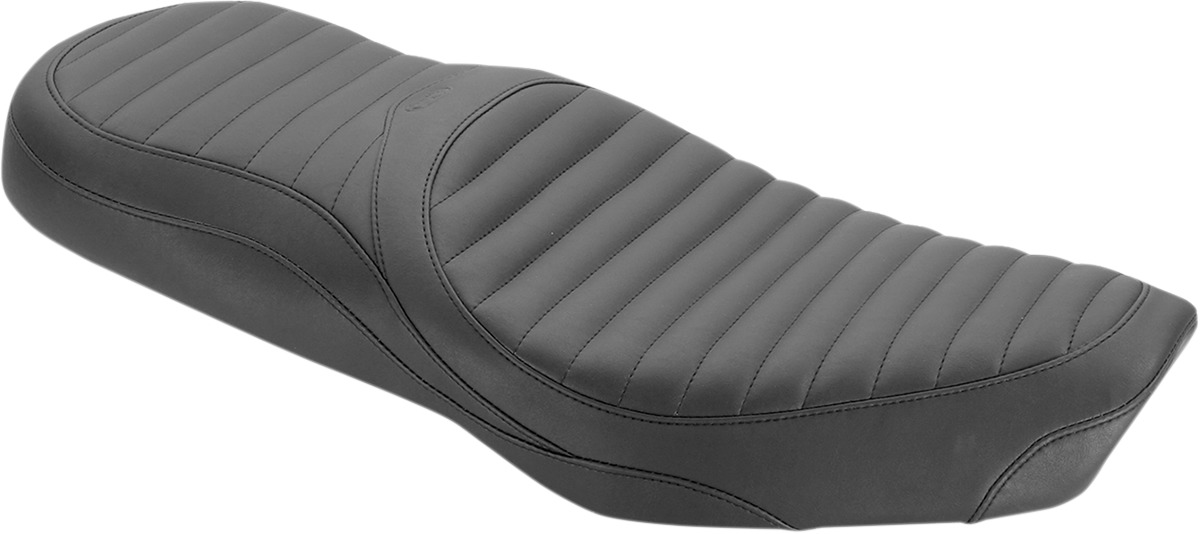 Sport Touring Ribbed Vinyl 2-Up Seat - Black - For 01-16 Triumph Bonneville Scrambler - Click Image to Close