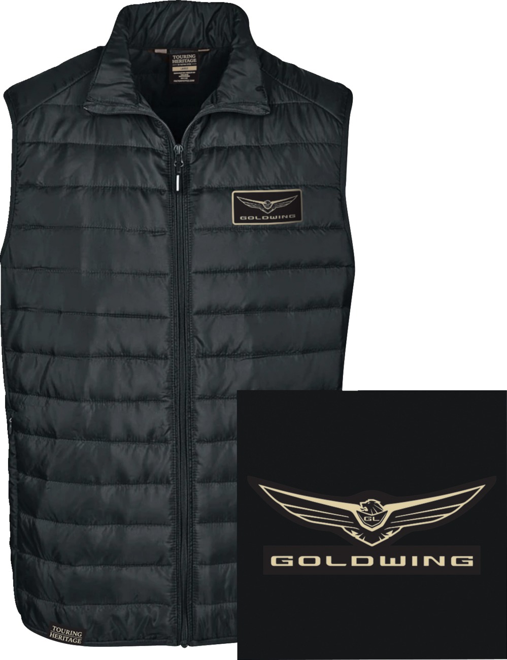 Men's Gold Wing Puffer Vest - Gw Puffer Vst Blk Xl - Click Image to Close