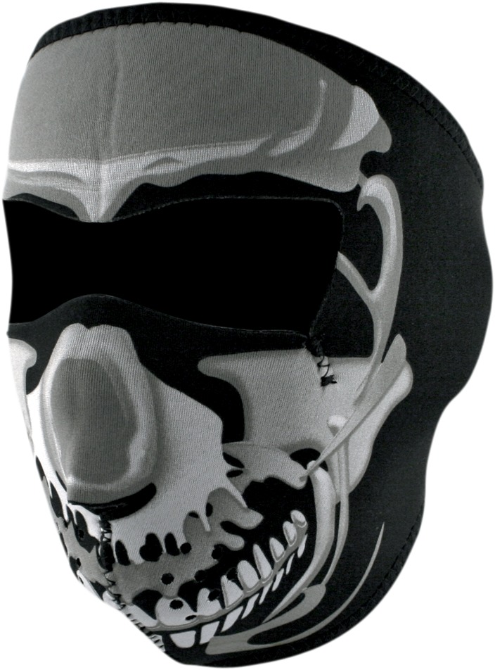 Full-Face Neoprene Mask - Face Mask Neopr, Chrome Skull - Click Image to Close