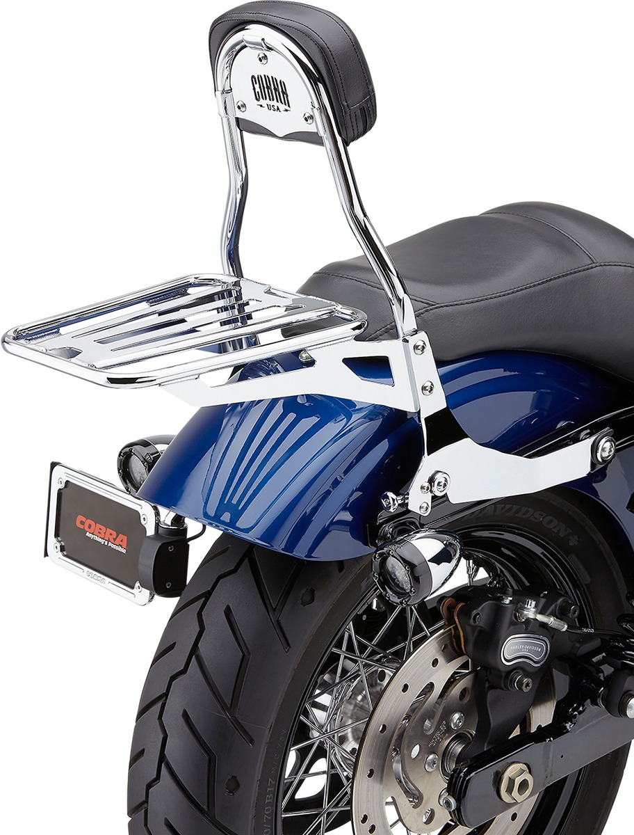 Cobra Detachable Backrest Round Chrome Fits Dyna 2006-2017 - Click Image to Close