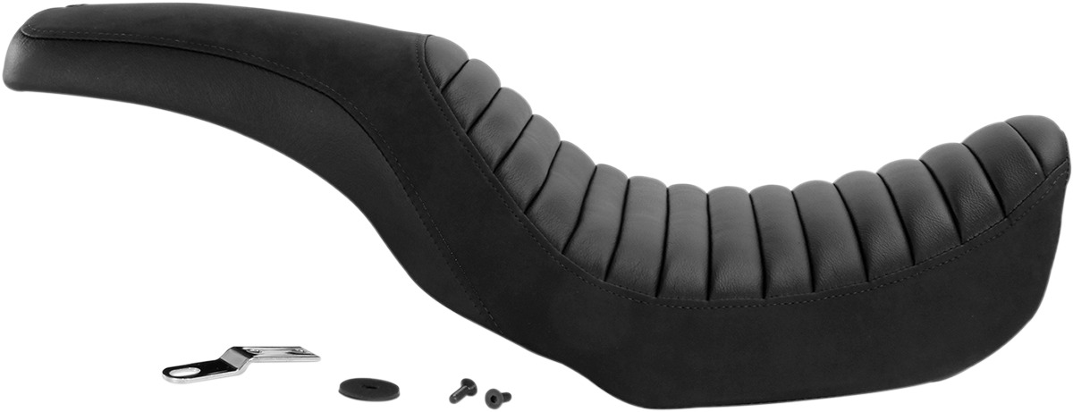 Profiler Tuck and Roll Leather 2-Up Seat Black Gel Low - For 06-17 Dyna - Click Image to Close