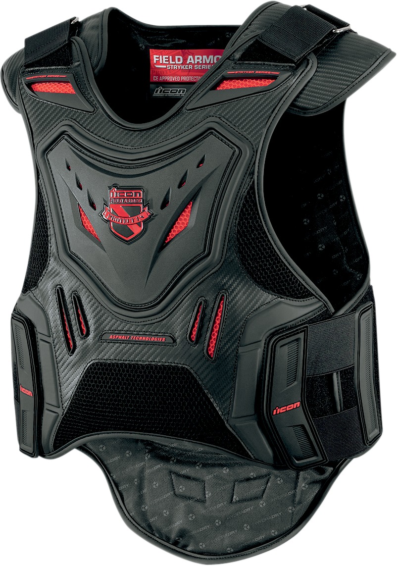 ICON Field Armor Stryker Vest S/M Black/Red - Protective vest with CE-approved armor - Click Image to Close