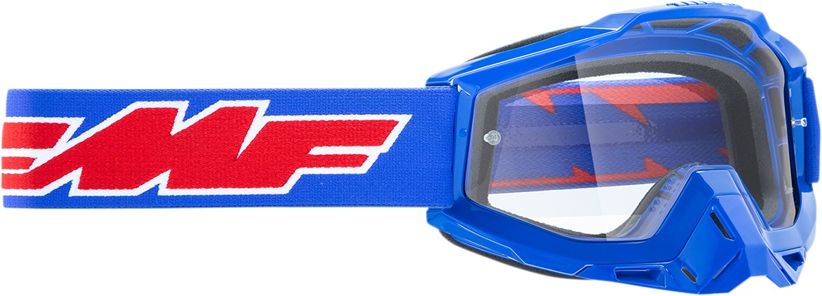 FMF PowerBomb Rocket Goggles Blue Clear Lens - Clear lens goggles with blue frame - Click Image to Close